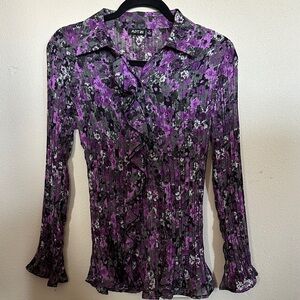 Apt. 9 Women's Black and Purple Floral Blouse